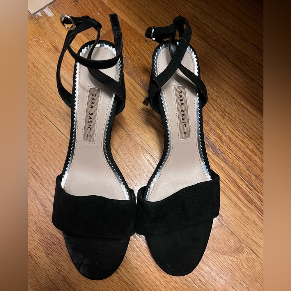 Zara low strappy heels